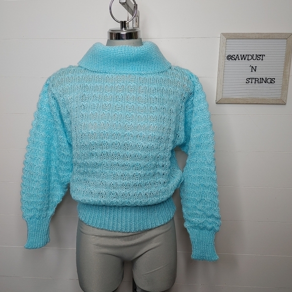 VINTAGE textured knit turtleneck L - Picture 2 of 10